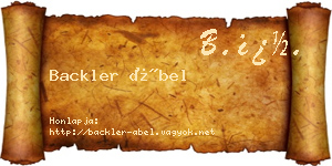 Backler Ábel névjegykártya